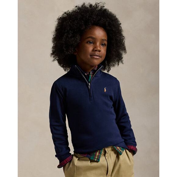 polo‎ ralph lauren cotton interlock quarter-zip pullover M/8 - Picture 1 of 6